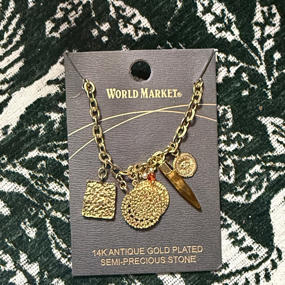 Cost Plus World Market Gold Plated Charm Necklace